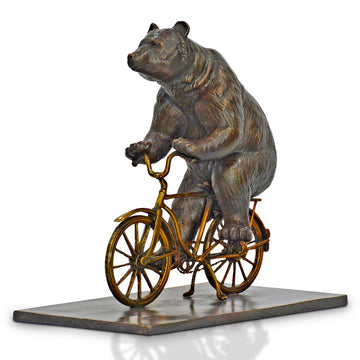 The Asiatic Black Bear Races Against Time on the Bicycle (Bronze Sculpture, Small)