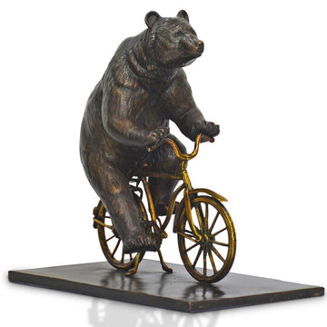 The Asiatic Black Bear Races Against Time on the Bicycle (Bronze Sculpture, Small)