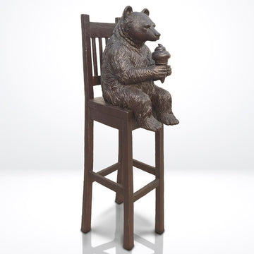 Bear Above It All, Delighting in a Sweet Treat (Bronze Sculpture, Mid-Size)