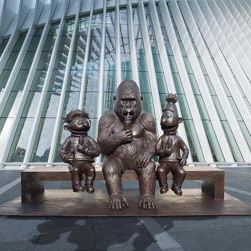 Ernie and Bert Love Gorilla (Bronze Sculpture)