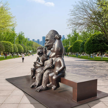 Ernie and Bert Love Gorilla (Bronze Sculpture)