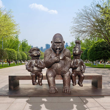 Ernie and Bert Love Gorilla (Bronze Sculpture)