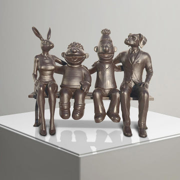 Ernie and Bert Love Rabbitwoman and Dogman Big Time (Bronze Sculpture)