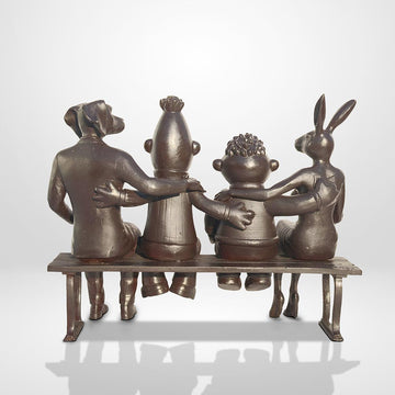 Ernie and Bert Love Rabbitwoman and Dogman Big Time (Bronze Sculpture)