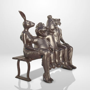 Ernie and Bert Love Rabbitwoman and Dogman Big Time (Bronze Sculpture)