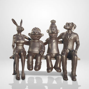 Ernie and Bert Love Rabbitwoman and Dogman Big Time (Bronze Sculpture)