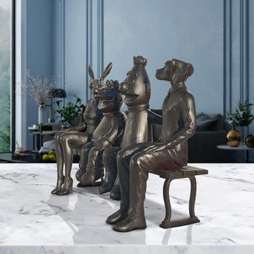 Ernie and Bert Love Rabbitwoman and Dogman Big Time (Bronze Sculpture)