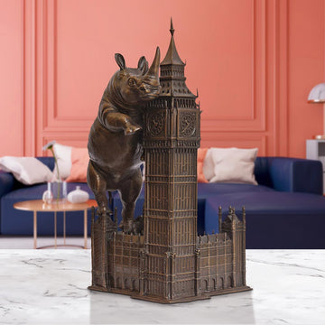 The Big Rhino Loved Big Ben (Bronze Sculpture)