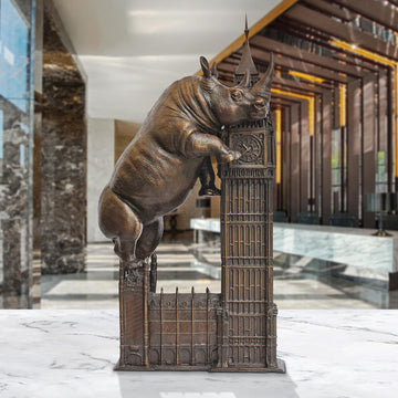 The Big Rhino Loved Big Ben (Bronze Sculpture)
