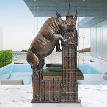 The Big Rhino Loved Big Ben (Bronze Sculpture)