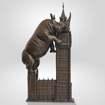The Big Rhino Loved Big Ben (Bronze Sculpture)