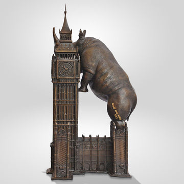 The Big Rhino Loved Big Ben (Bronze Sculpture)