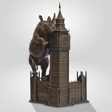 The Big Rhino Loved Big Ben (Bronze Sculpture)