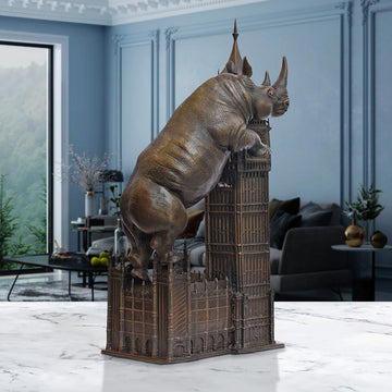 The Big Rhino Loved Big Ben (Bronze Sculpture)