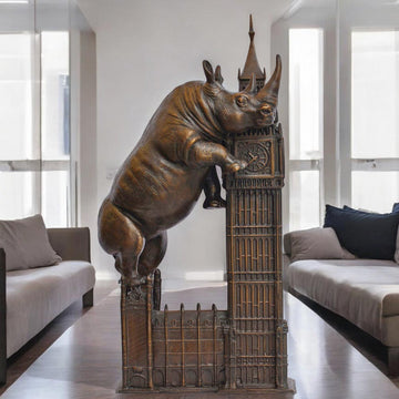 The Big Rhino Loved Big Ben (Bronze Sculpture)