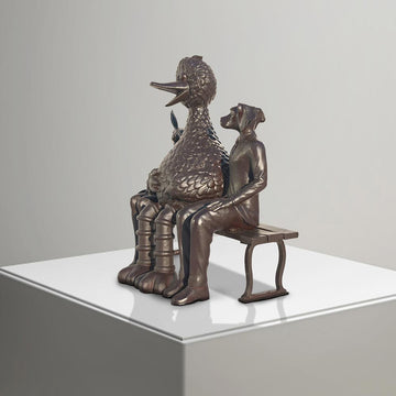 Big Bird Loves Rabbitwoman and Dogman Big Time (Bronze Sculpture)