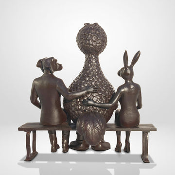 Big Bird Loves Rabbitwoman and Dogman Big Time (Bronze Sculpture)