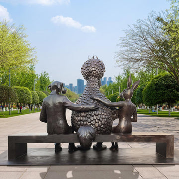 Rabbitwoman and Dogman Love Big Bird (Bronze Sculpture)