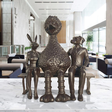 Big Bird Loves Rabbitwoman and Dogman Big Time (Bronze Sculpture)