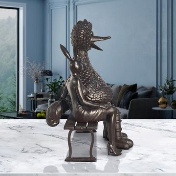 Big Bird Loves Rabbitwoman and Dogman Big Time (Bronze Sculpture)