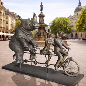 Rabbitwoman, Dogman, and the Northern White Rhino Journey Together for the Wild (Fibreglass Sculpture) (Copy)