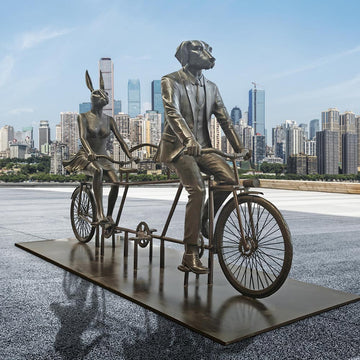 Tandem Riders on a Mission (Bronze Sculpture)