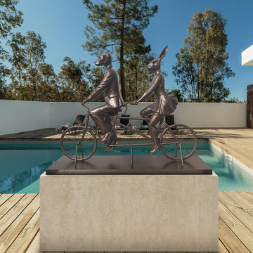 Tandem Riders on an Adventure (Bronze Sculpture, Mid-Size)