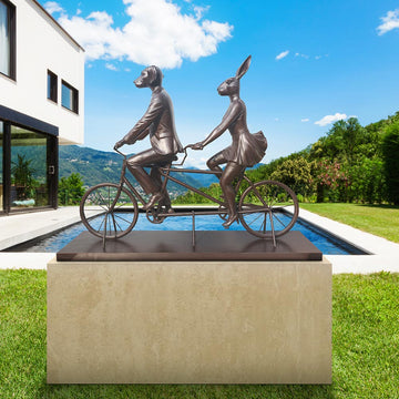 Tandem Riders on an Adventure (Bronze Sculpture, Mid-Size)