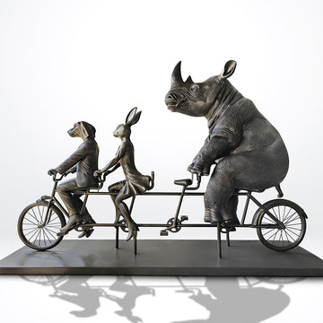 Rabbitwoman, Dogman, and the Northern White Rhino Journey Together for the Wild (Fibreglass Sculpture) (Copy)