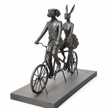 Tandem Riders are Loving Life (Bronze Sculpture)