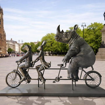 Rabbitwoman, Dogman, and the Northern White Rhino Journey Together for the Wild (Fibreglass Sculpture) (Copy)