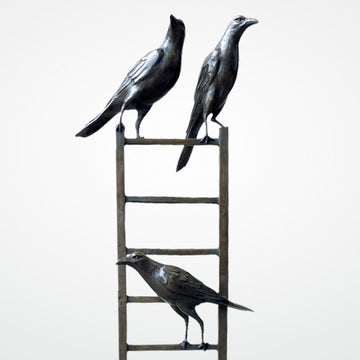 Bird Lovers on Ladder (Bronze Sculpture, Mid-Size)