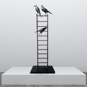 Bird Lovers on Ladder (Bronze Sculpture, Mid-Size)