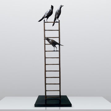 Bird Lovers on Ladder (Bronze Sculpture, Mid-Size)