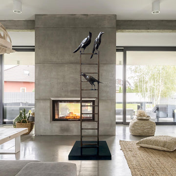 Bird Lovers on Ladder (Bronze Sculpture, Mid-Size)