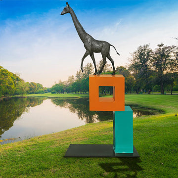 The Giraffe Is Teetering (Bronze Sculpture)