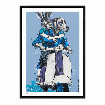 Vespa Riders in Blue (Print)