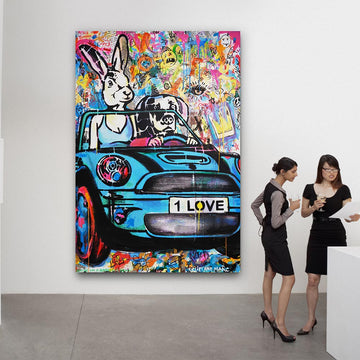 Blue Mini on a Saturday Night (Original Painting)