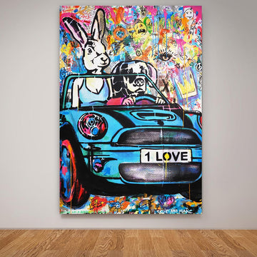 Blue Mini on a Saturday Night (Original Painting)