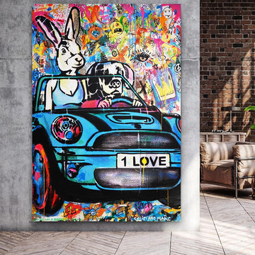 Blue Mini on a Saturday Night (Original Painting)