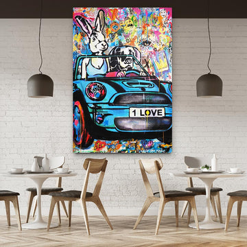 Blue Mini on a Saturday Night (Original Painting)
