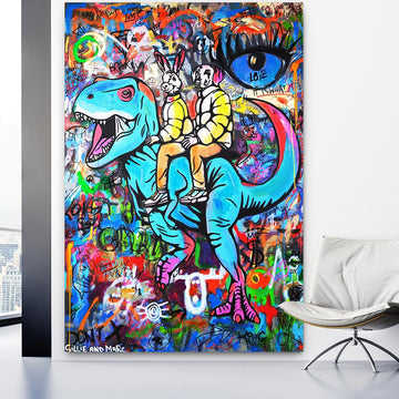 Blue T-Rex Feeling Blue (Original Painting)