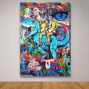 Blue T-Rex Feeling Blue (Original Painting)