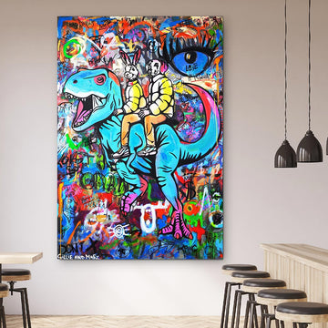 Blue T-Rex Feeling Blue (Original Painting)