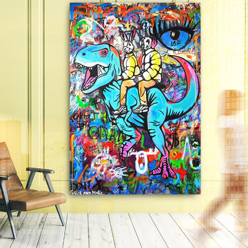 Blue T-Rex Feeling Blue (Original Painting)