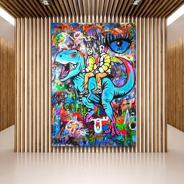 Blue T-Rex Feeling Blue (Original Painting)