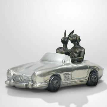 They Loved Driving in the Fast Lane (Bronze Sculpture, Miniature Collection)