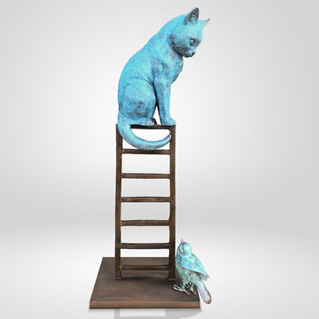 The Cat Loved his Bird Friend (Bronze Sculpture)