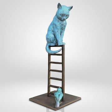 The Cat Loved his Bird Friend (Bronze Sculpture)