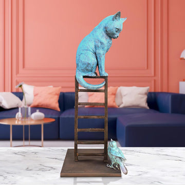 The Cat Loved his Bird Friend (Bronze Sculpture)